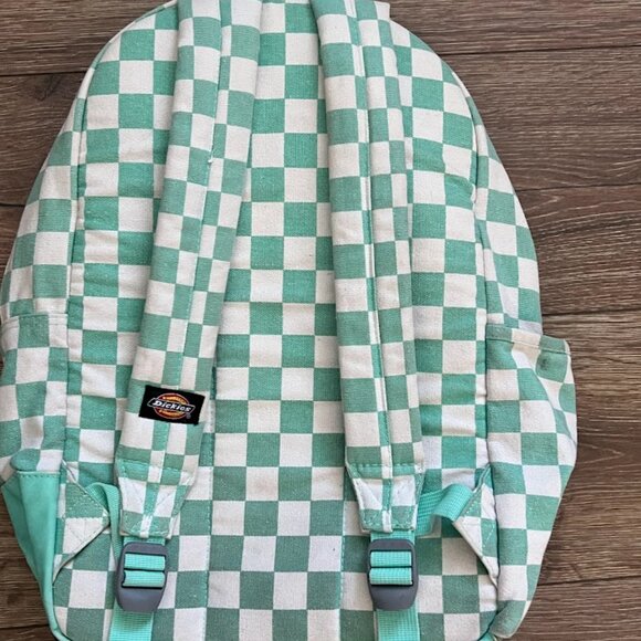 Dickies Blue Green Colton Canvas Checkered Backpack Bookbag - Picture 12 of 16